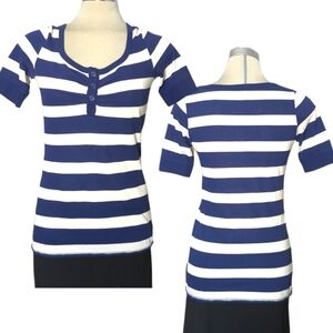 REQUEST Blue and White Stripe Top Size S/M